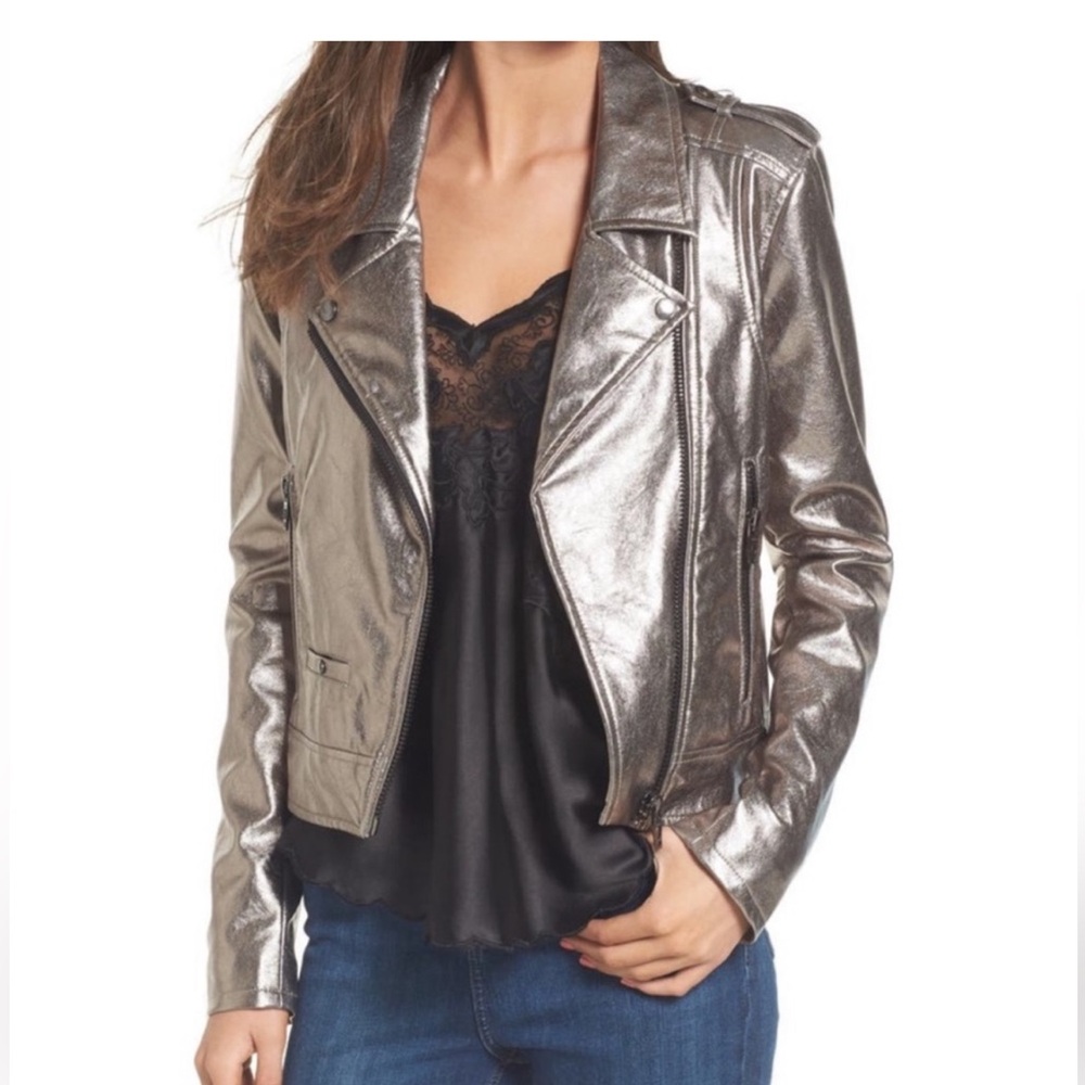Light bronze, metallic fox leather Women's Jacket